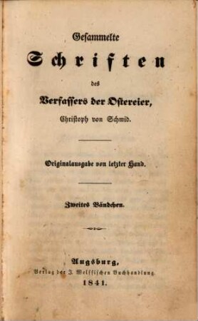 Gesammelte Schriften des Verfassers der Ostereier, Christoph von Schmid, 2