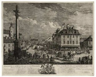 Krakauer Vorstadt (Bernhardiner Platz) in Warschau vom Krakauischen Tor aus