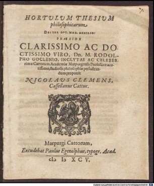 Hortulum Thesium philosophicarum