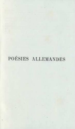 Poésies Allemandes