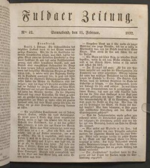Sonnabend, den 11. Februar. 1832