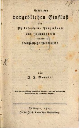 Ueber den vorgeblichen Einfluß der Philosophen ... auf die französische Revolution