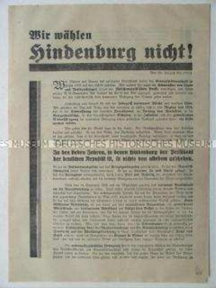 Wahlaufruf Joseph Goebbels zur Reichspräsidentenwahl 1932