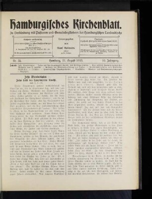Nr. 35. Hamburg, 31. August 1913. 10. Jahrgang.