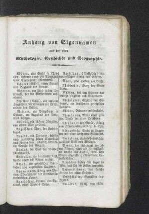 Anang von Eigennamen aus der alten Mythologie, Geschichte und Geographie.