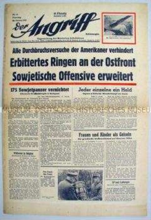 Tageszeitung "Der Angriff" zum Vormarsch der Sowjetarmee