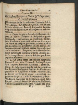 Caput III. De Sessione Treveren. Colon. & Maguntin. Archiepiscoporum.