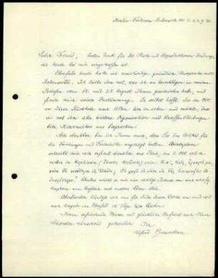 A. Brueckner an G. Karo
