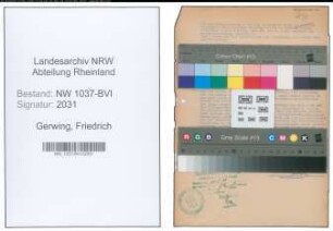Entnazifizierung Friedrich Gerwing , geb. 30.01.1893 (Versich.Vertreter)