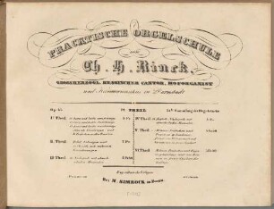 Pracktische Orgelschule : 15te Sammlung der Orgelstücke : Op. 55, III. Theil. 15 Nachspiele mit abwechselnden Manualen