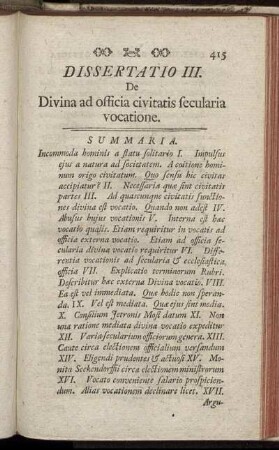 De Divina ad officia civitatis secularia vocatione : dissertatio III.