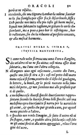 Oracoli Della S. Chiara F. Contessa Martinenga.