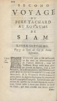 Livre septième. Voyage de Siam au Cap de Bonne Esperance