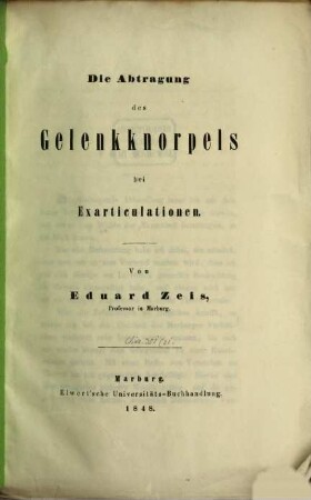 Die Abtragung des Gelenkknorpels bei Exarticulationen