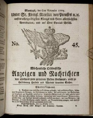 No. 45. Montags, den 6ten November 1775