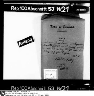 Anerberecht des Kammerregistrators Staffhorst an dem Meierhof zu Dissen Bd. 1