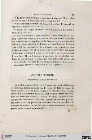 Chapitre septième. Proportions des frontons