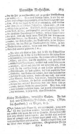 Kleine Nachrichten, vermischte Sachen. An das lief- und Estländische Publikum.