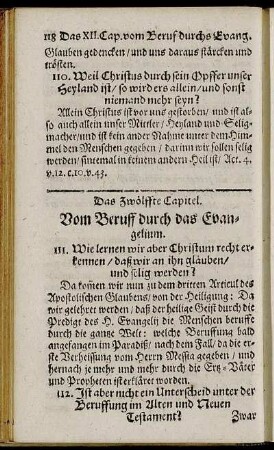 Das Zwölffte Capitel. Vom Beruff durch das Evangelium. = Caput XII. De Vocatione Per Evangelium.