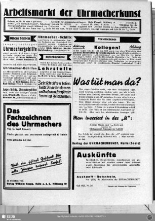 Arbeitsmarkt der Uhrmacherkunst