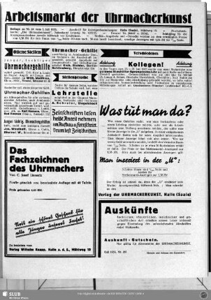 Arbeitsmarkt der Uhrmacherkunst