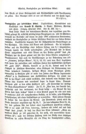 601-603 [Rezension] Ehrlich, Arnold Bogumil, Psalmen, Sprüche und Hiob