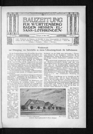 Wettbewerb zur Erlangung von Entwürfen zu einem Volksschulgebäude für Zuffenhausen