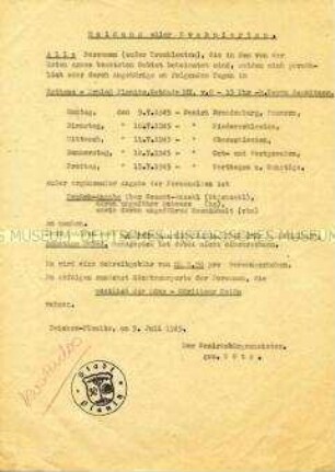 Aufforderung zur Meldung aller Evakuierten