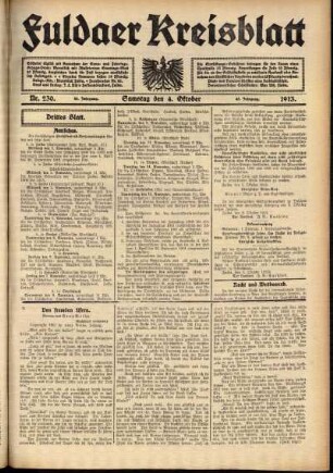 Dritte Ausgabe vom Samstag, den 04. Oktober 1913.