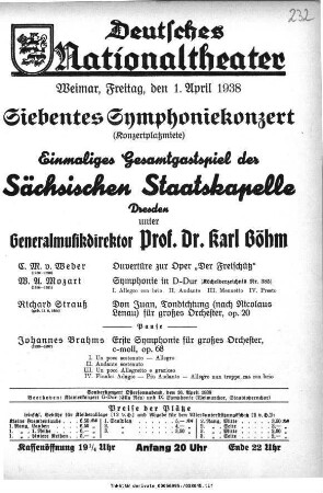 Siebentes Symphoniekonzert Einmaliges Gesamtgastspiel der Sächsischen Staatskapelle