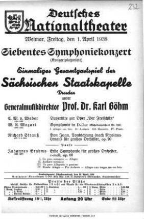 Siebentes Symphoniekonzert Einmaliges Gesamtgastspiel der Sächsischen Staatskapelle