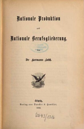 Nationale Produktion und nationale Berufsgliederung