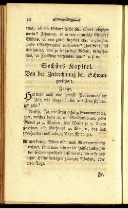 Sechstes Kapitel. Von der Zeitrechnung der Schwangerschaft.