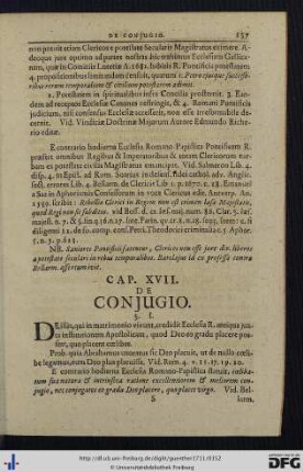 Cap. XVII. De Conjugio.