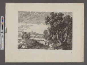 [Waldlandschaft mit Acker, Bauern und Hirten]