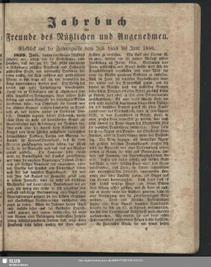 Jahrbuch für Freunde des Nützlichen und Angenehmen