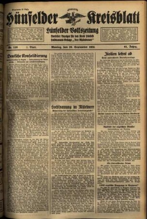 Erste Ausgabe vom Montag, den 23. September 1935.