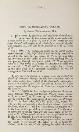 Note on osculating curves.