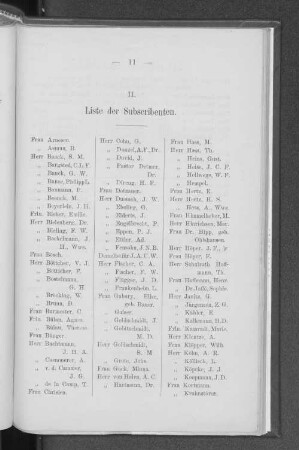II. Liste der Subscribenten.