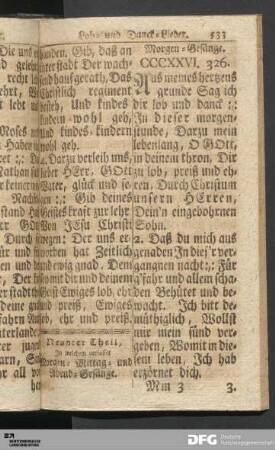 Neunter Theil, In welchem verfasset Morgen- Mittag- und Abend-Gesänge.