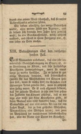 XIII. Betrachtungen über den vorhergehen Fall