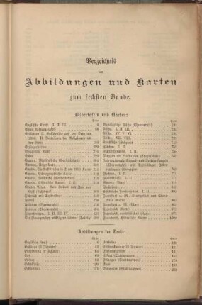 Verzeichnis der Abbildungen und Karten zum sechsten Bande.