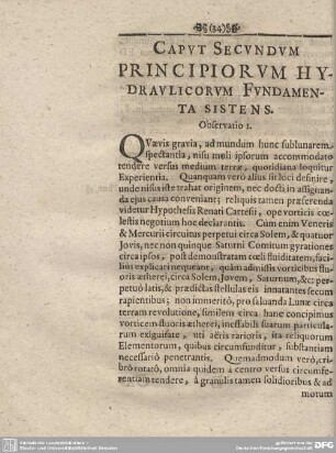 CAPUT SECUNDUM PRINCIPIORUM HYDRAULICORUM FUNDAMENTA SISTENS.