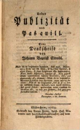 Über Publizität und Pasquill