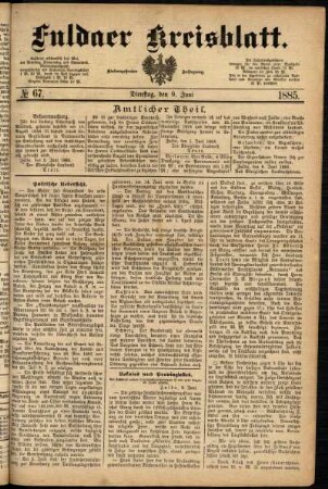 Ausgabe vom Dienstag, den 09. Juni 1885.