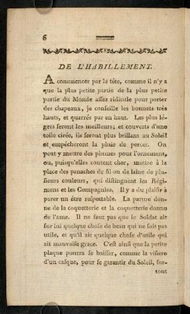 6-13, De l'Habillement.