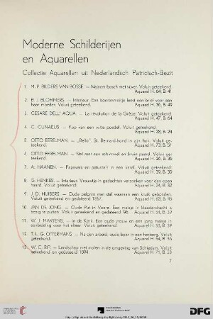 Moderne schilderijen en aquarellen (Nr. 1-83)