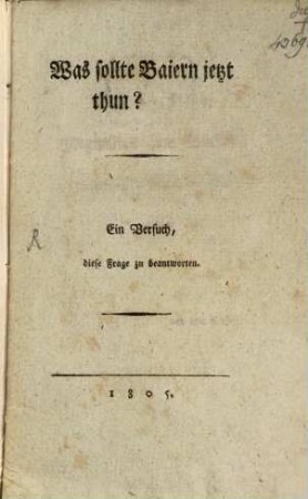 Was sollte Baiern jetzt thun?