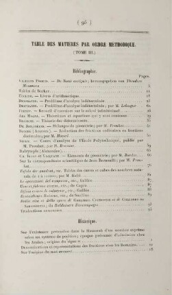Table des matieres par ordre méthodique. (Tome III.)