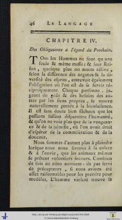 IV. Des Obilgations àl’égard du Prochain.